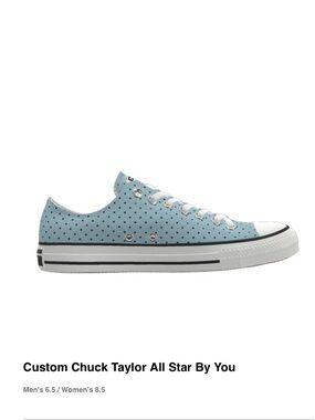 Converse Low Top Sneakers in Light Blue with Black Polka Dots